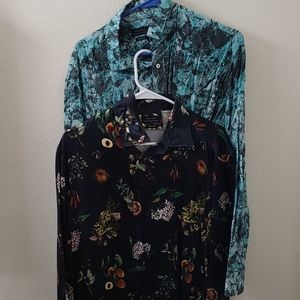 Lot of 2 ZARA Men All Over Print Luxury Dressing
